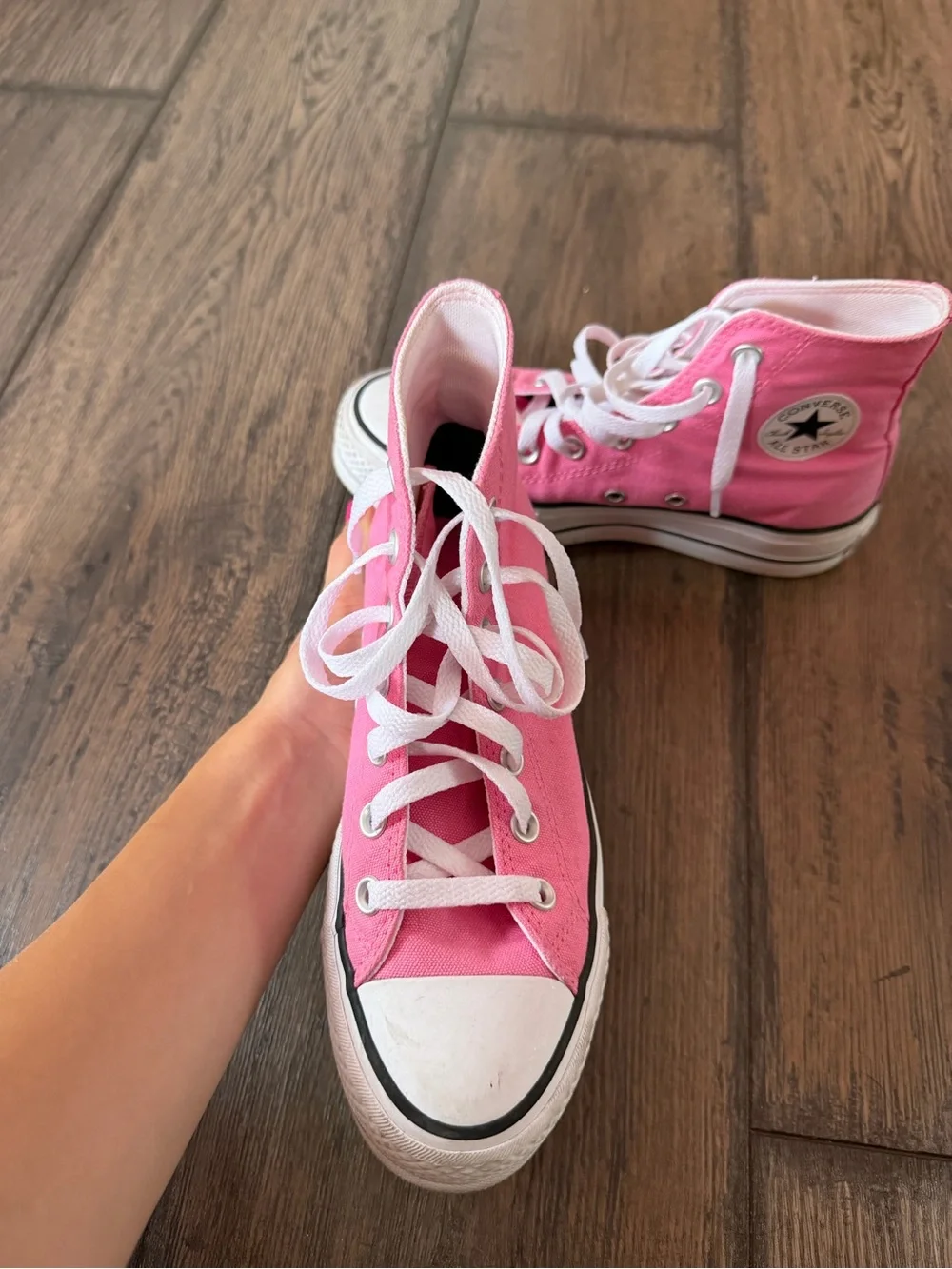 Converse High Top Sneakers - Hot Pink and White - Picture 2 of 4